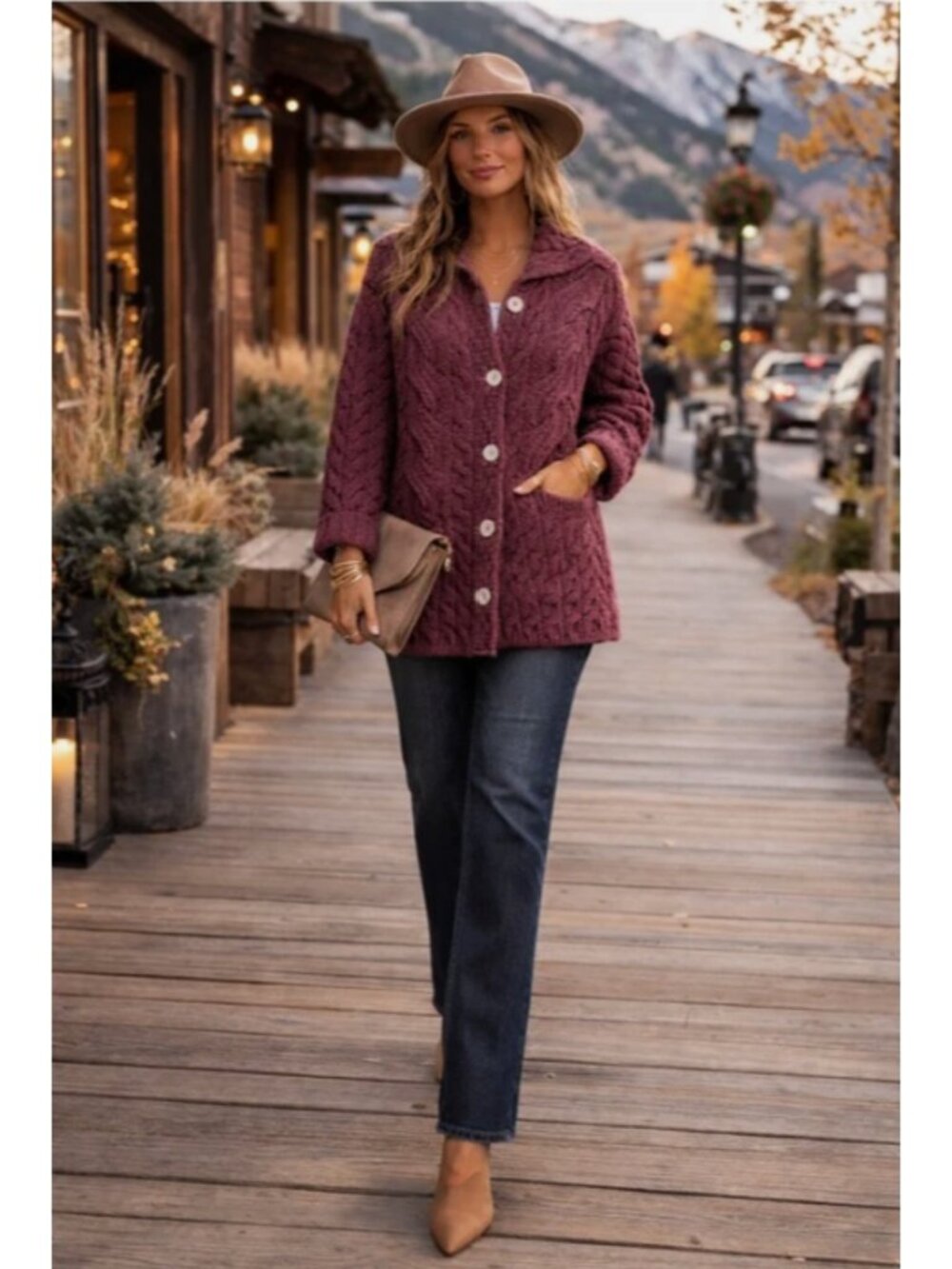 ARAN Woolen Mills IRELAND soft chunky merino-wool knit pocket sweater cardigan L - Picture 13 of 14